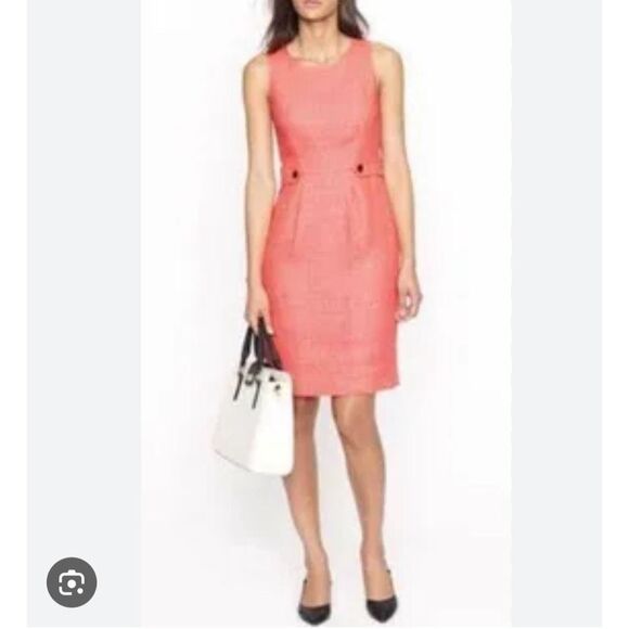 J crew pink salmon colored tweed sleeveless sheath dress size 2 - Picture 1 of 10